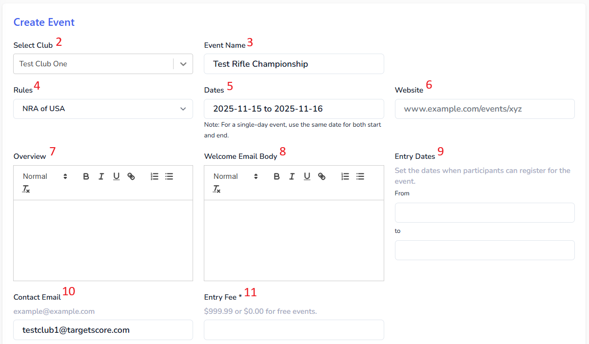 Create Event Top Section