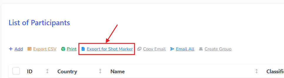Participant Export for Shot Marker