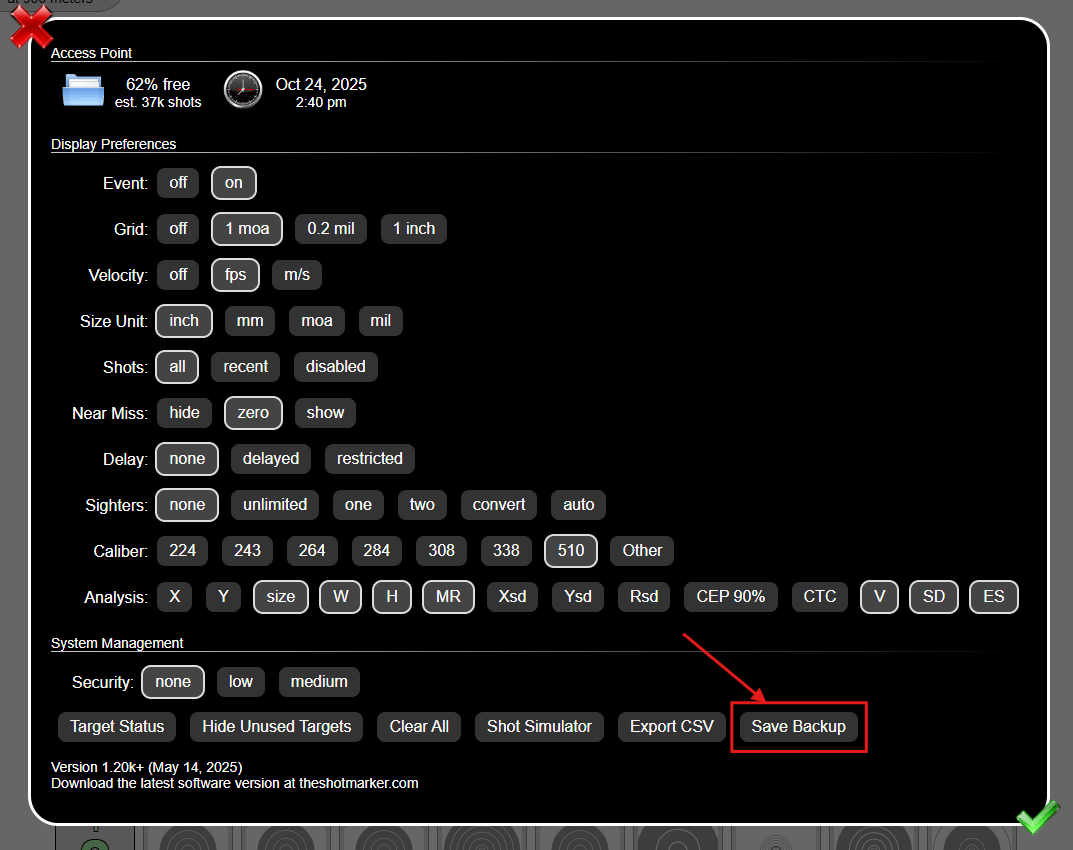 Shot Marker Save Backup