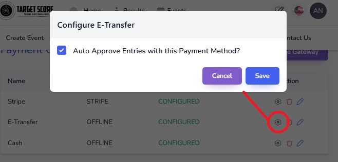 Screnshot of Offline Gateway Configure Options