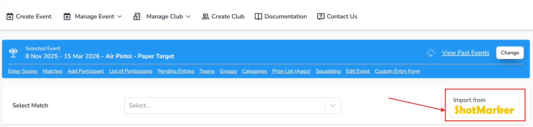 Import from Shot Marker Button