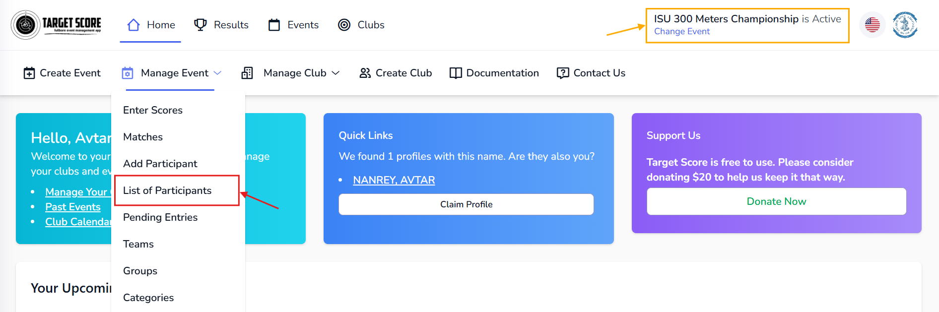 Manage Participants Nav Item